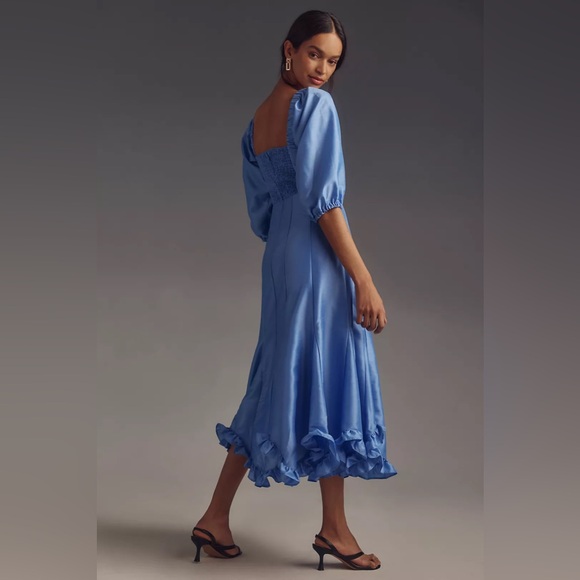 NWT Hutch Printed Twist-Front Puff-Sleeve Ruffle-Hem Dress Anthropologie - Picture 3 of 3